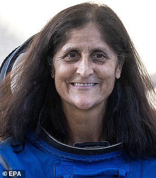 BEFORE: Suni William pictured as she prepares to board the Boeing Starliner capsule