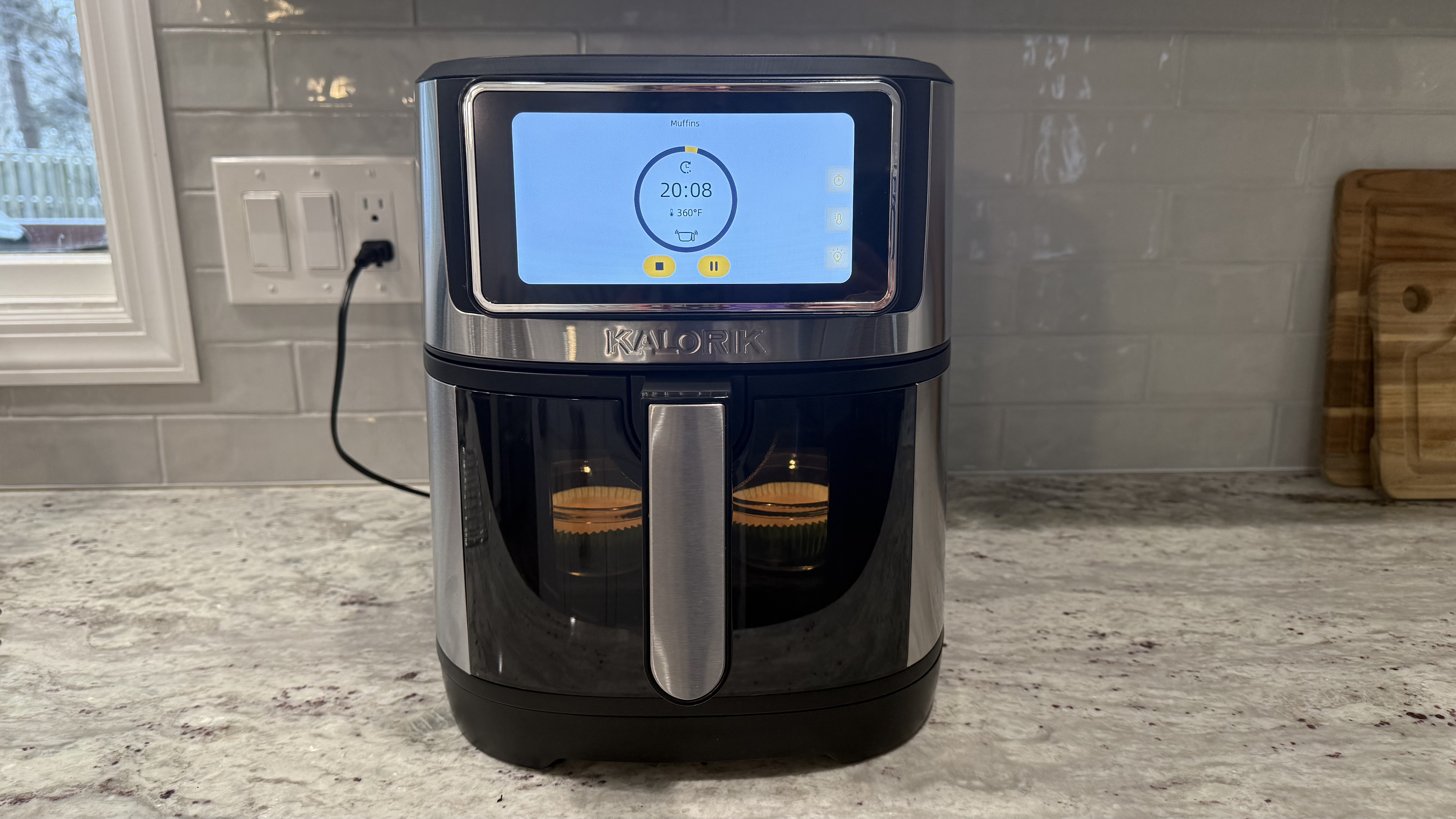 Kalorik Vivid Touch Touchscreen air fryer in use