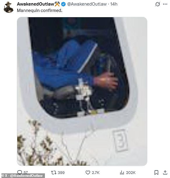 On X, commenters leapt on this image of a hand to suggest that the Blue Origin mission involved some fakery