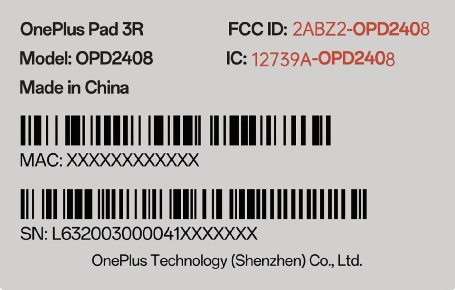 OnePlus Pad 3R FCC listing