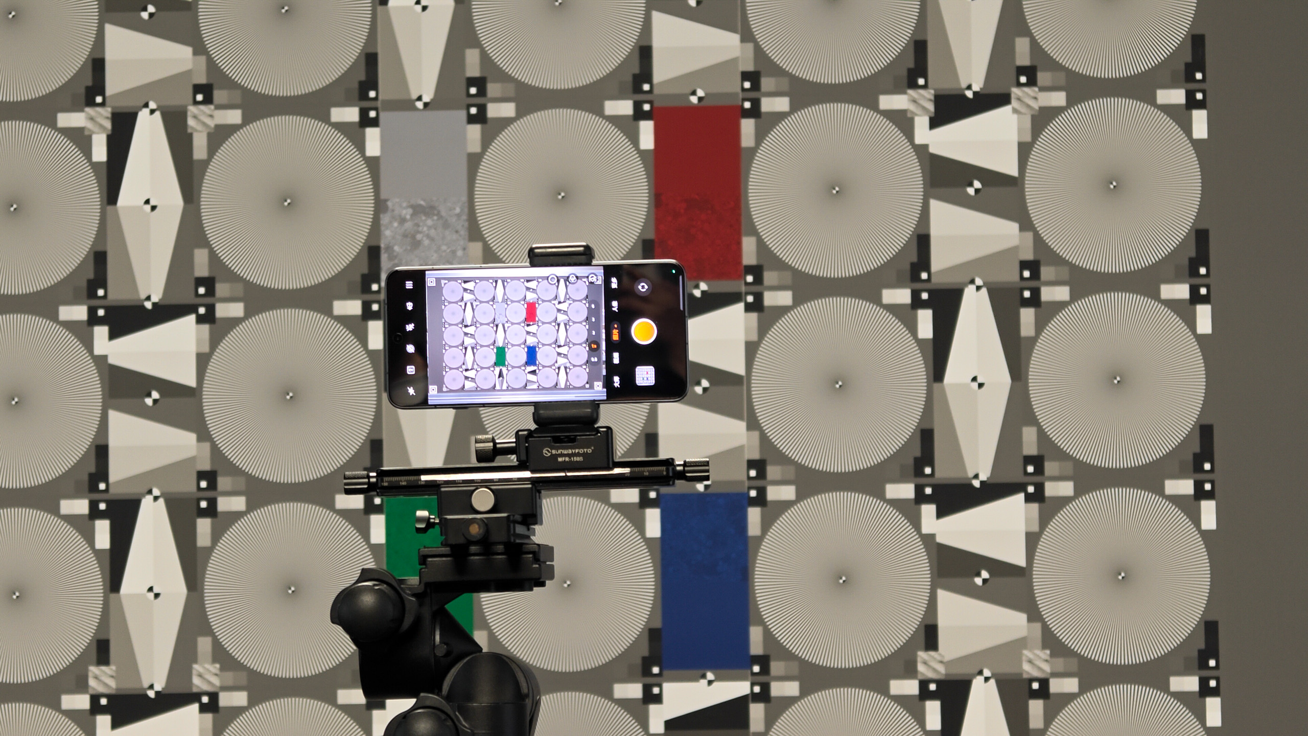Chart-based testing on the Find X8 Ultra at the imaging lab in Oppo's new Binhai Bay campus in Shenzhen, China