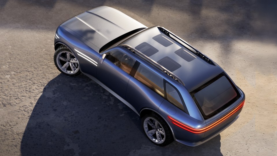 Overhead view of a blue SUV concept car.